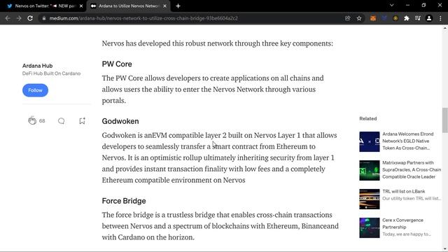 Cardano Stable Coin Eco-System Ardana $DANA Partners w/ Nervos Network $CKB