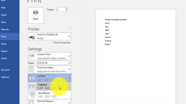 How to Print file in ms Word/Change file type/How to change  word file in PDF file | Waseem Academy