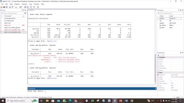 How to use the asdoc command to export stata output to word document