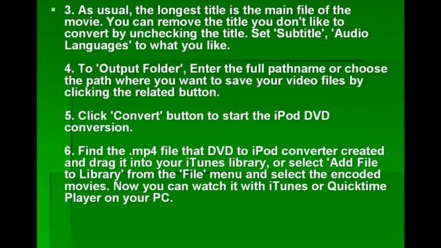 Convert avi, mpeg, mov, wmv, rm, rmvb to iPod