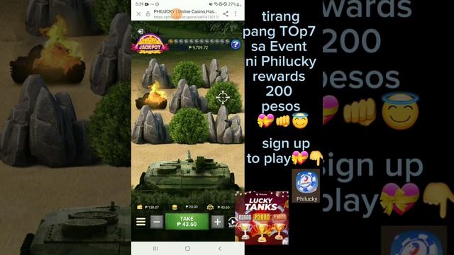 💝🥳 wow Rewards Top 1 3k pesos na pwede mo ma withdraw PHILUCKY#LUCKY TANKS EVENT GUSTO MAG TRY JUST