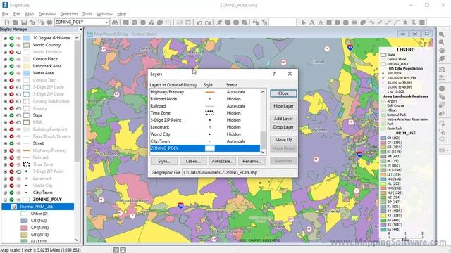 Maptitude 2021: Google KML, KMZ, MapPoint PTM, Shapefile Import