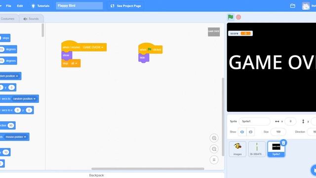 Scratch Flappy Bird Game Code!!!!