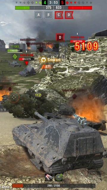 Jg.Pz. E 100 in action⚡8,748K DMG  #Shorts wot blitz