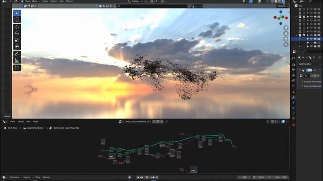 Flocks of Birds / पक्षियों का झुंड/ Swarms of Birds /Blender 3.6/ Blender Geometry Nodes / Wip mode