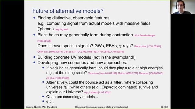 Talk on "Bouncing Cosmology: the current state and the road ahead" by Dr. Jerome Quintin at QASTM
