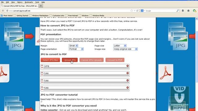 How to Convert jpeg images to pdf files - ViDHippo.Com