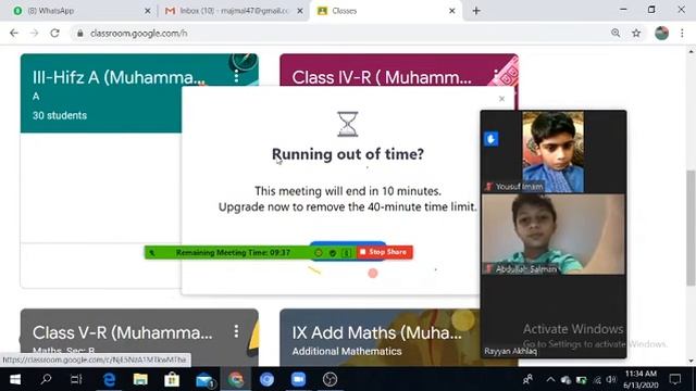 Orientation session with parents of 4 A & B on Google Classroom 13th June 2020