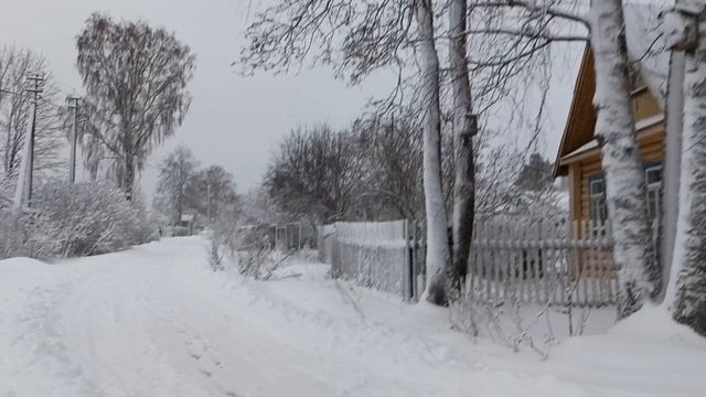 Зимняя деревня!Сугробы!