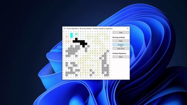 CLUSTERING / Hoshen-Kopelman algorithm + Burning method