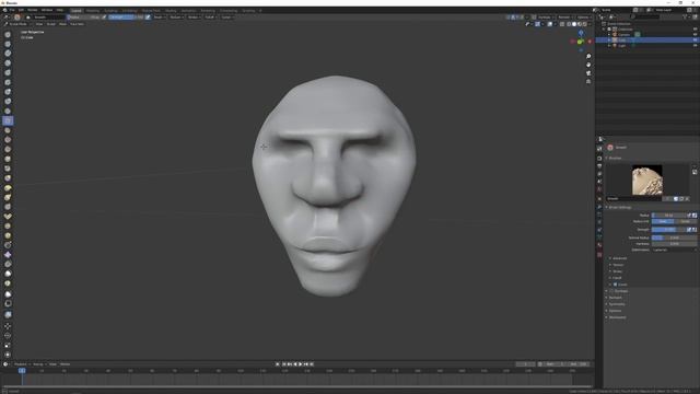 Face Sculpting with Texture Painting - Blender Timelapse