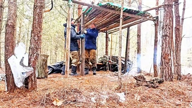 ОБУСТРОЙСТВО БАЛАГАНА В ЛЕСУ, ПОХОД ВЫХОДНОГО ДНЯ В ОТЛИЧНУЮ ПОГОДУ, ЛЕСНОЙ БЫТ № 49