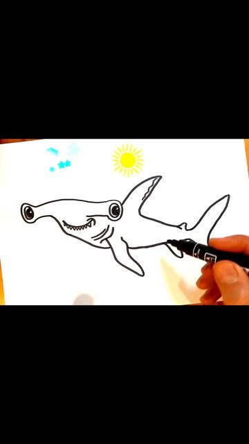 Акула рисунки для срисовки детям / How to draw a shark / Bolalar uchun bolg'acha akula chizish