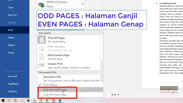 Cara Mencetak Dokumen Microsoft Word Bolak Balik || Cetak buku