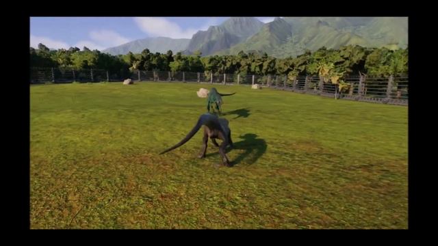 Битва Индораптора и Зухамима в Jurassic World Evolution 2.