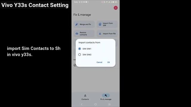 Vivo y33s Contact Import and Export Setting 2023 | How to Show Sim Contacts In vivo Android V2109