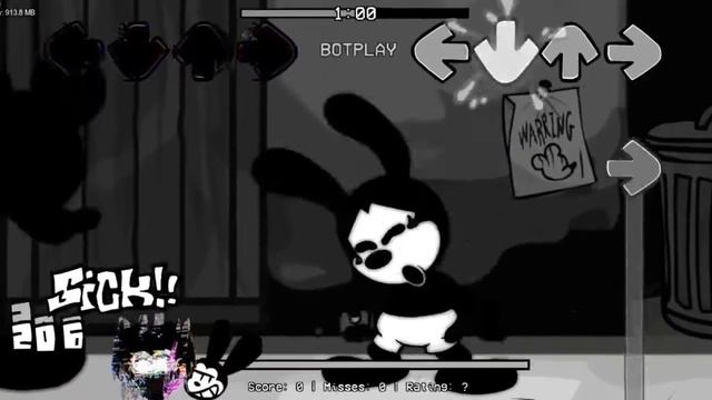 Friday night funkin - really darkened corruption biby mouse.avi vs Oswald
