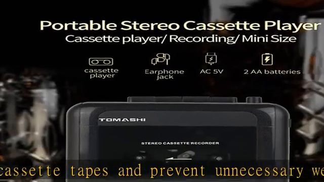 TOMASHI Portable Stereo Cassette Player Tape Recorder Walkman with Microphone,Headphone Jack-, Cass
