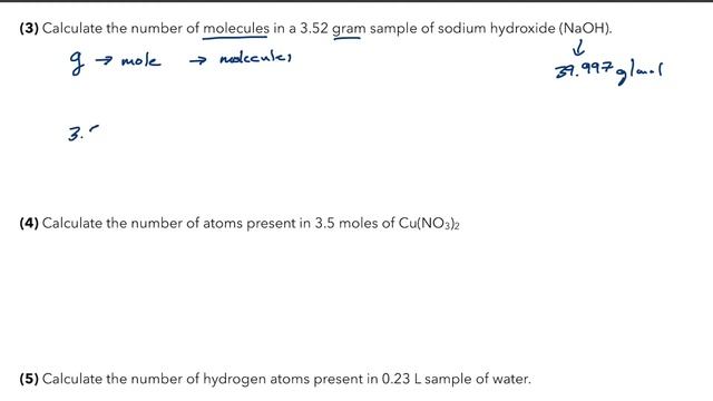 Chemistry: Mole Conversion - The Problems