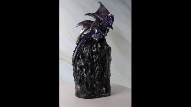 Ebros Purple Azure Quartz Dragon On Gemstone Mountain Backflow Incense Burner Figurine