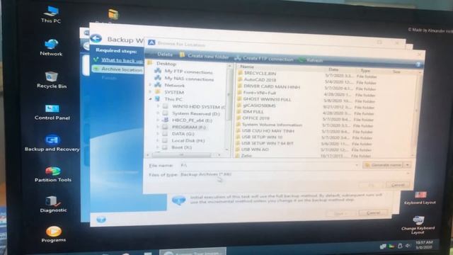 Acronis True Image Backup Window file .tib