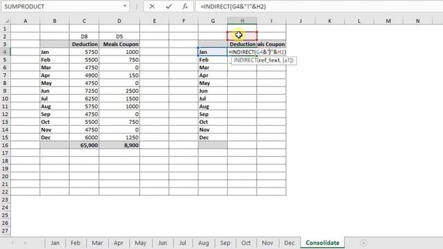 INDIRECT - Advanced Excel Formula in Tamil to Consolidate Multiple Tabs - Level 1