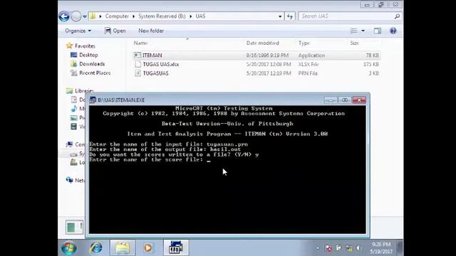 Cara Menggunakan Program ITEMAN untuk Analisis data (file.prn)