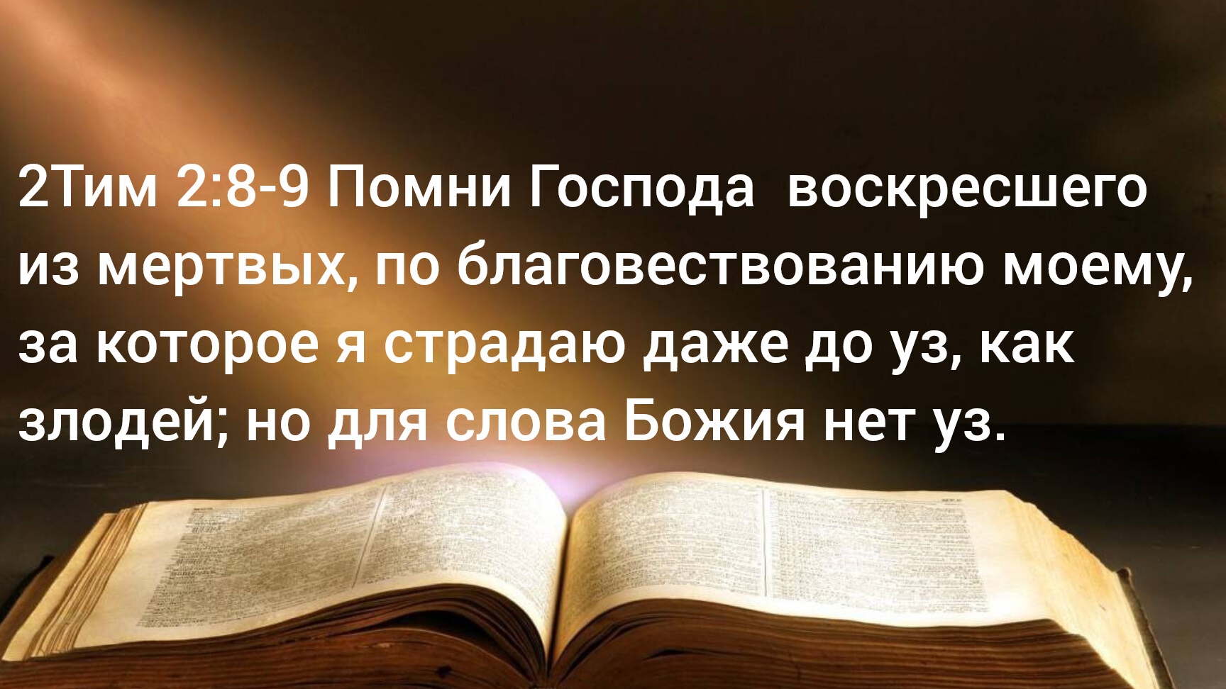 Помни Господа, по благовествованию моему, за которое я страдаю даже до уз, но для слова Божия нет уз
