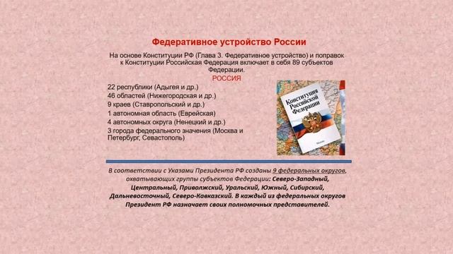 Федеративное устройство Российской Федерации!