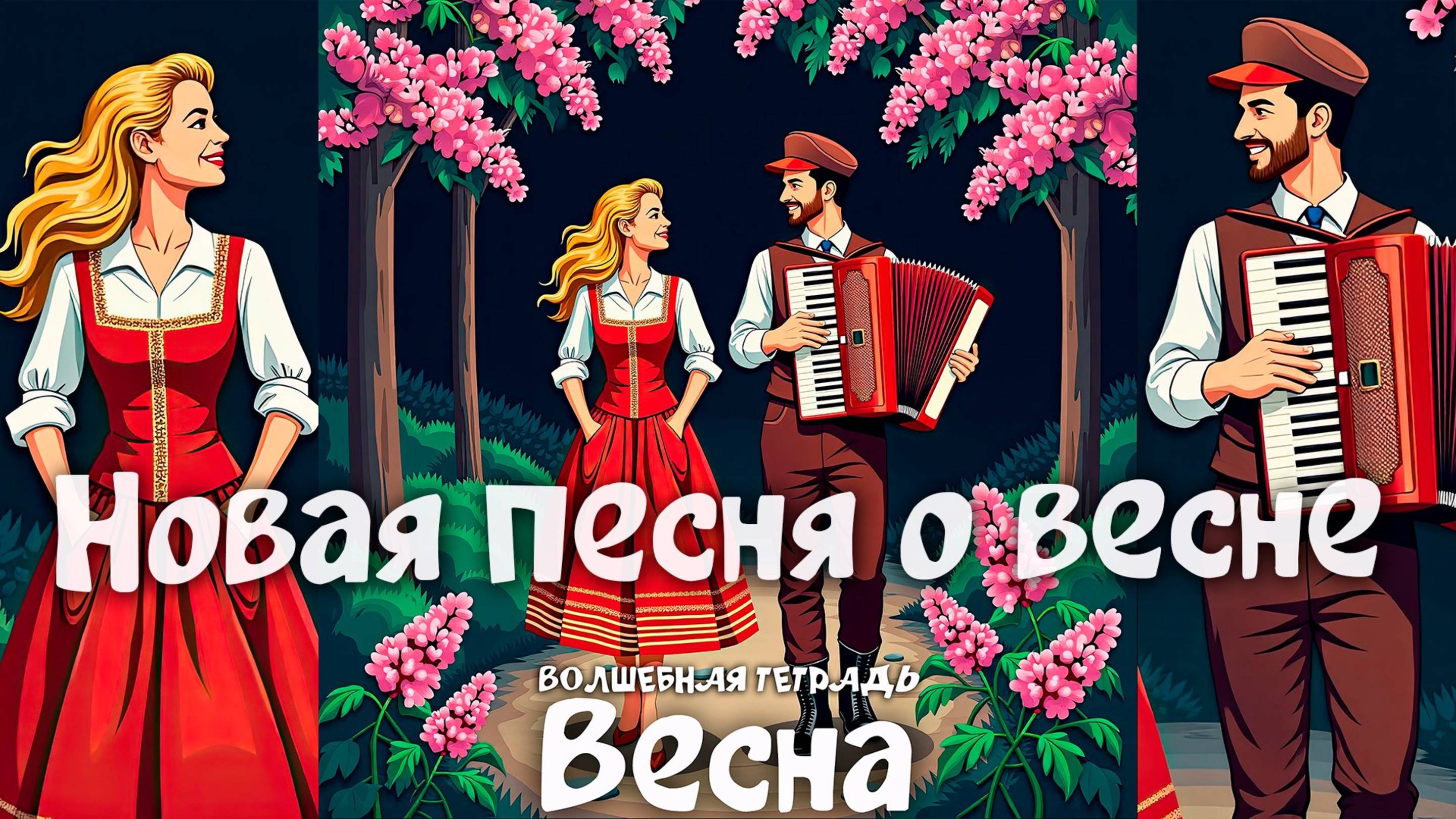 Волшебная тетрадь. "Весна". Песня про весну. Баян. Гармонь. Аккордеон.  Гармошка. Народная песня.