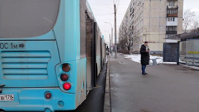 28 февраля 2025 г. Автобус 50 маршрут Волгабас 5270.G0 1142 Дунайский Проспект Угол Купчинской Улицы
