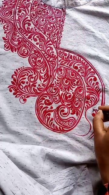 hand painted kurti / হাতে আঁকা কুর্তি #handpainted #sorts #kolkadesign #youtubeshorts #painting