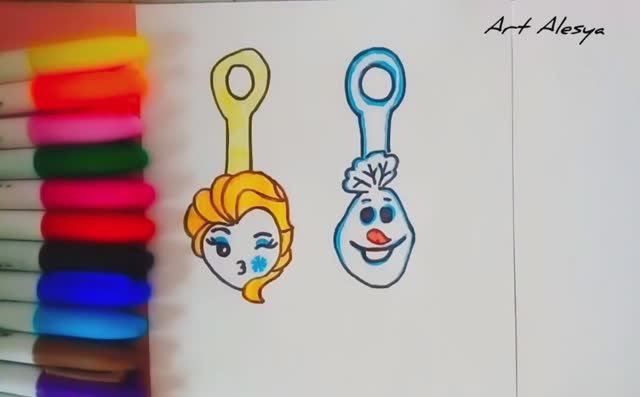 Рисую скрепышей с Эльзой и Олафом!