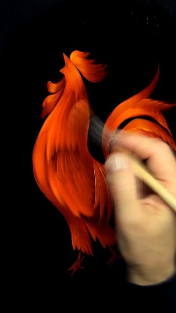 Красный Петух. Мазковая Живопись маслом | Red Rooster. Oil Painting #shorts