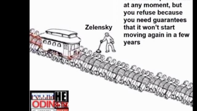Илон Маск опубликовал мем, на котором Зеленский отказывается останавливать вагонетку, давящую людей.
