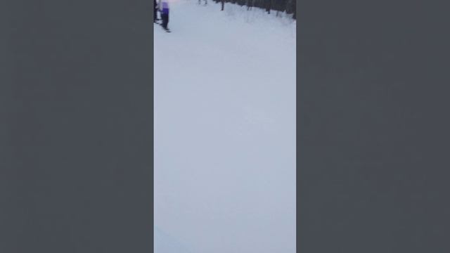 Еду по синему склону на горных лыжах от 1 лица