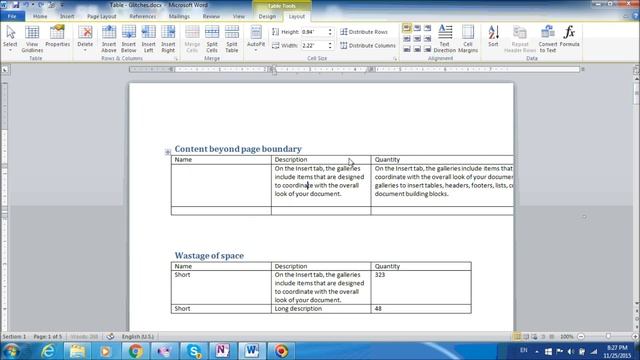 Word Tables Part 1: How to fit a table in Word with text spreading outside page margins