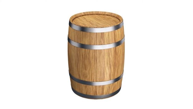 Wooden barrel 50L 3D model