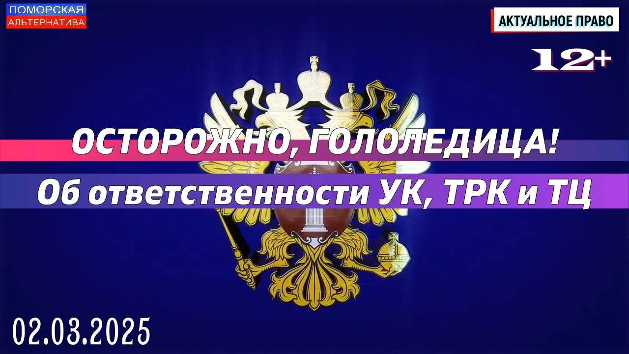 Осторожно, гололедица! Об ответственности УК, ТРК и ТЦ. #АктуальноеПраво (02.03.2025) [12+].