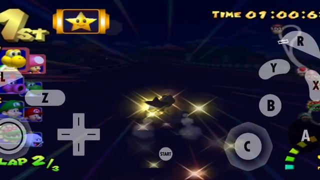 Mario Kart Double Dash. Easy mode, but item always is Star
