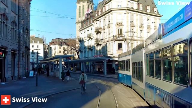 Захватывающий вид на город Цюрих из окна швейцарского трамвая! Швейцария 2022