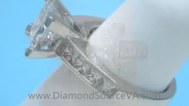 Princess Cut Diamond Ring 1.74-carat set in a platinum mounting with 0.64 total carat weight