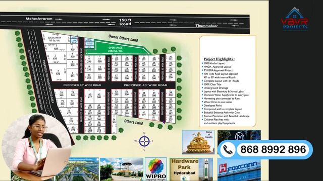 HMDA & RERA Approved Open Pots in Srisailam Highway Maheshwaram | New Venture with Best Price offer