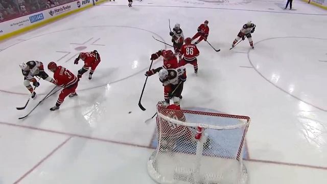 Ducks' Ryan Strome Shows Off His Hand-Eye And Bats In The Flying Puck In Front Of The Net