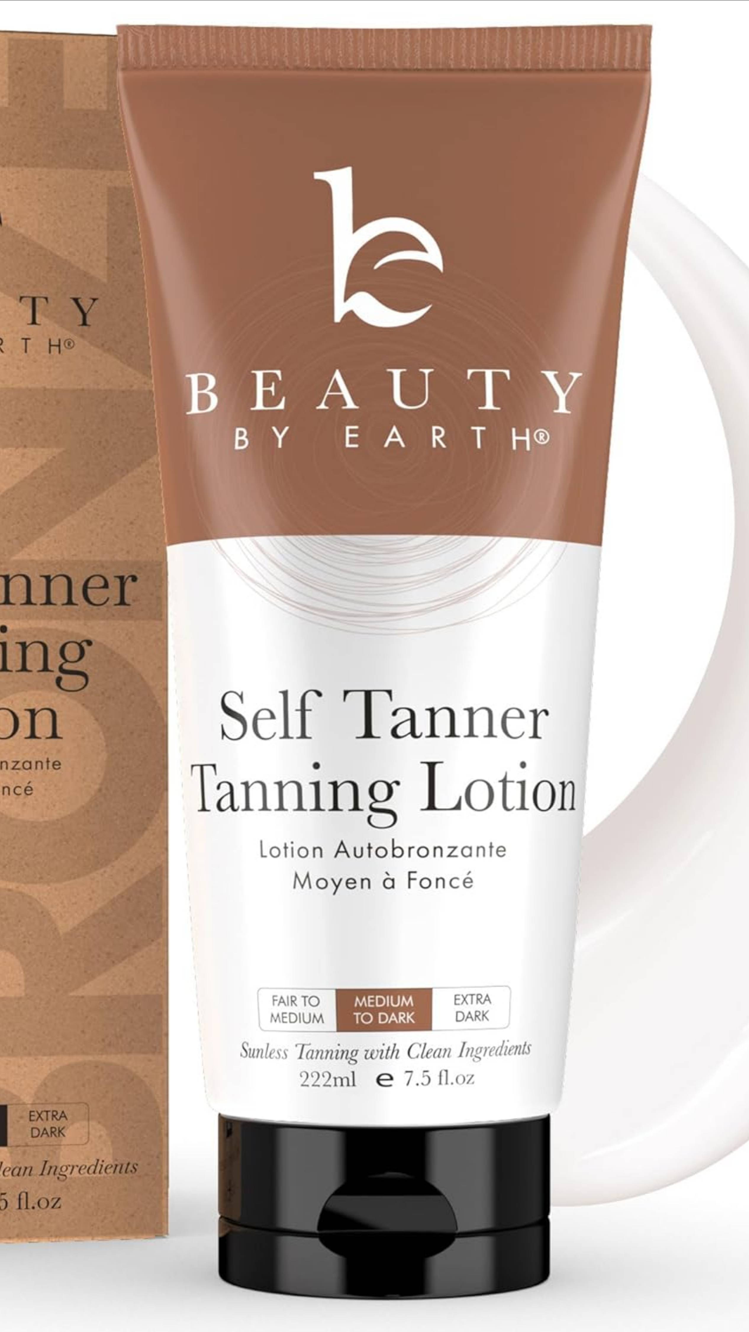 Beauty by Earth Self Tanner - USA Made with Natural & Organic Ingredients, Moisturizing Self Tanning