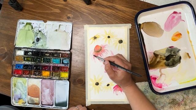 Coneflowers and Black-eyed Susans (Watercolor painting ideas)