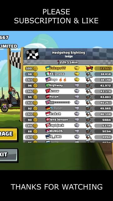 🎧 Is HILL CLIMBER A Top Today? 🎧 (Hedgehog Sighting) - Hill Climb Racing 2 #shorts #hcr2