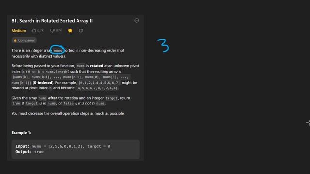 Search in Rotated Sorted Array II - Leetcode 81 - Python