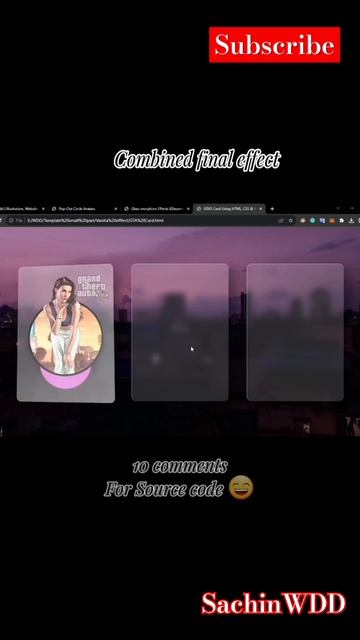 GTA vice City hover card using HTML CSS and vanilla js #vfx #animation #html