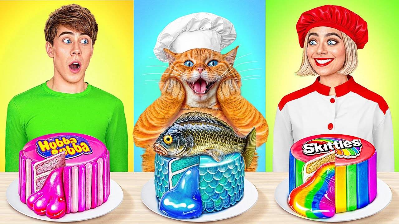 Кулинарный Челлендж Я против Бабушки с Котиком  Смешные Челленджи